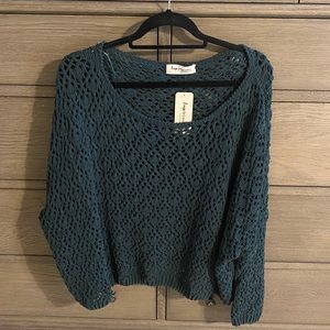 NWT Green Chenille Open Weave Sweater Medium/Large